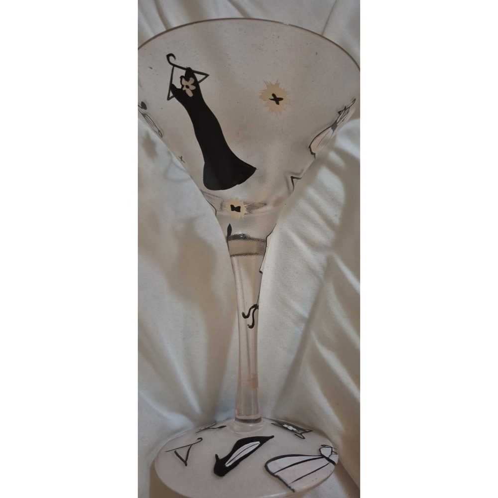 LOLITA Love My Martini "Glamour-tini" Hand Painted‎ 10 oz Frosted Glass w/Recipe
